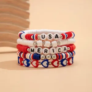 Colorful Layered American Theme Stretch Bracelet Set