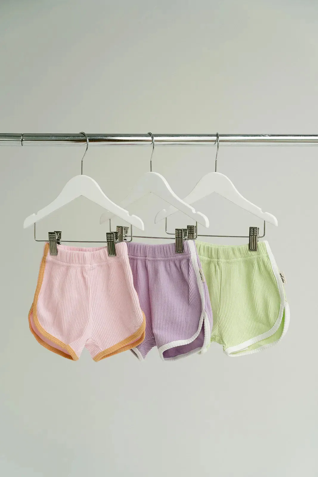 Contrast Rib Shorts - Strawberry