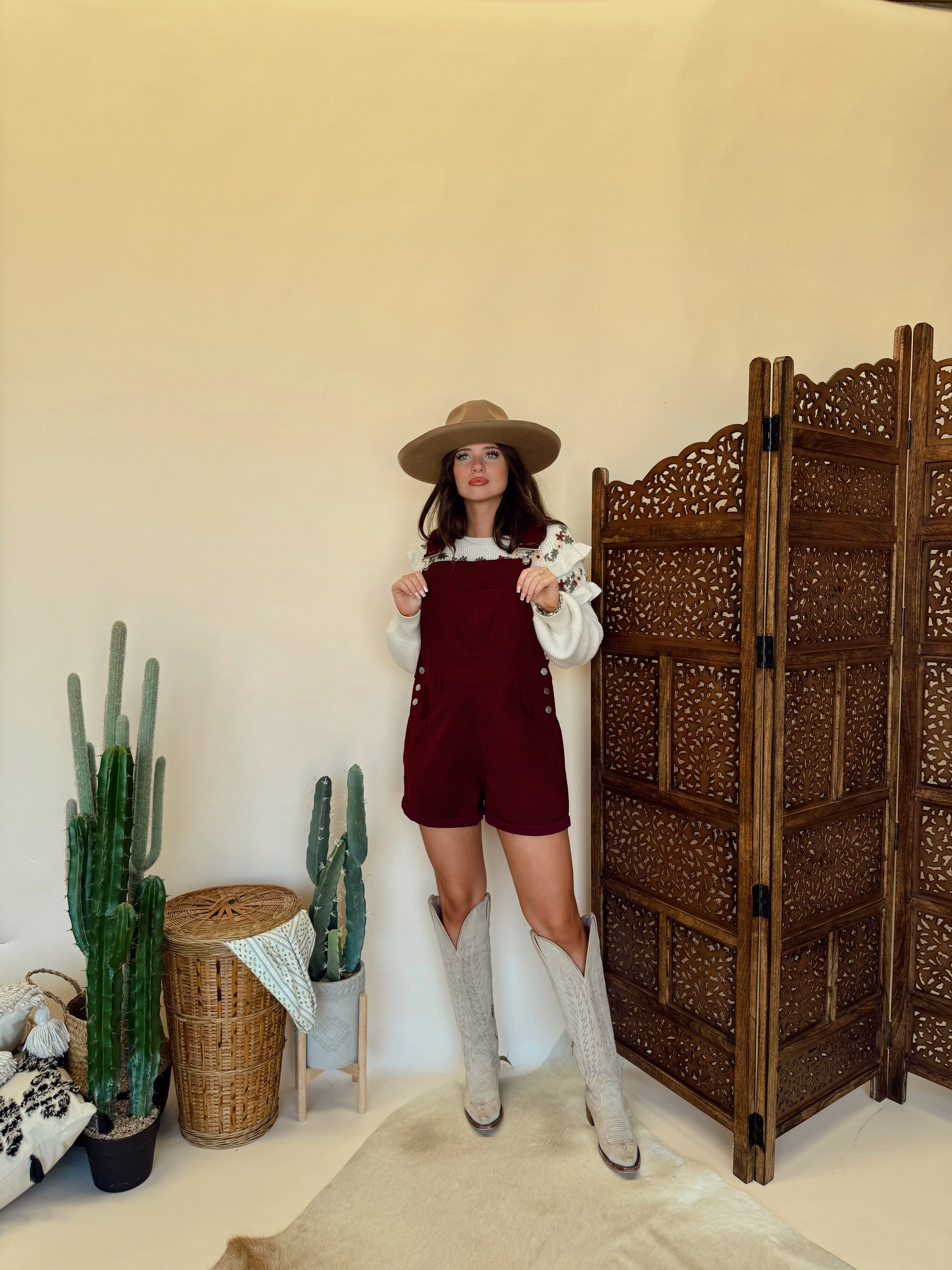 Corduroy Cherry Overalls