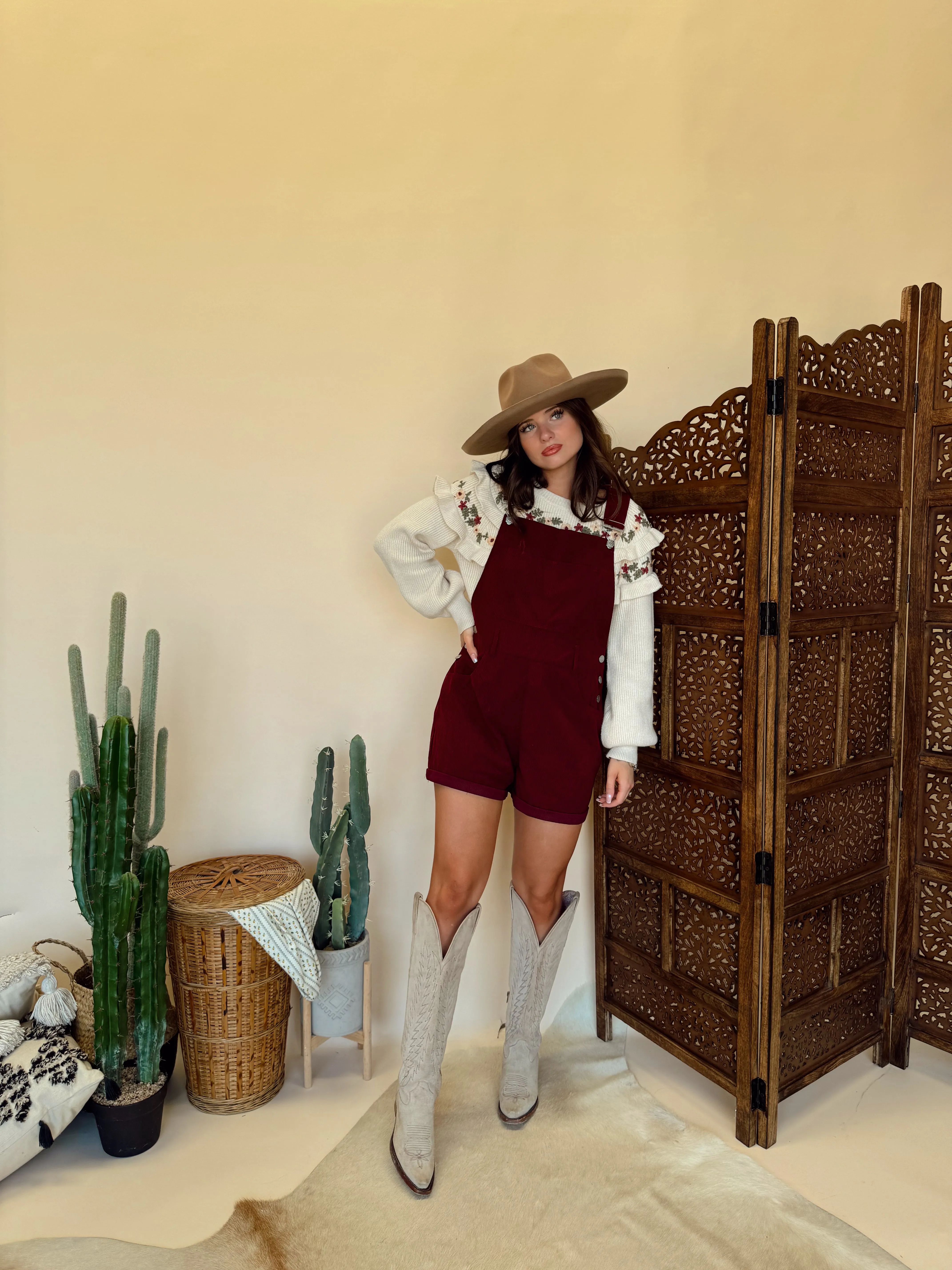 Corduroy Cherry Overalls