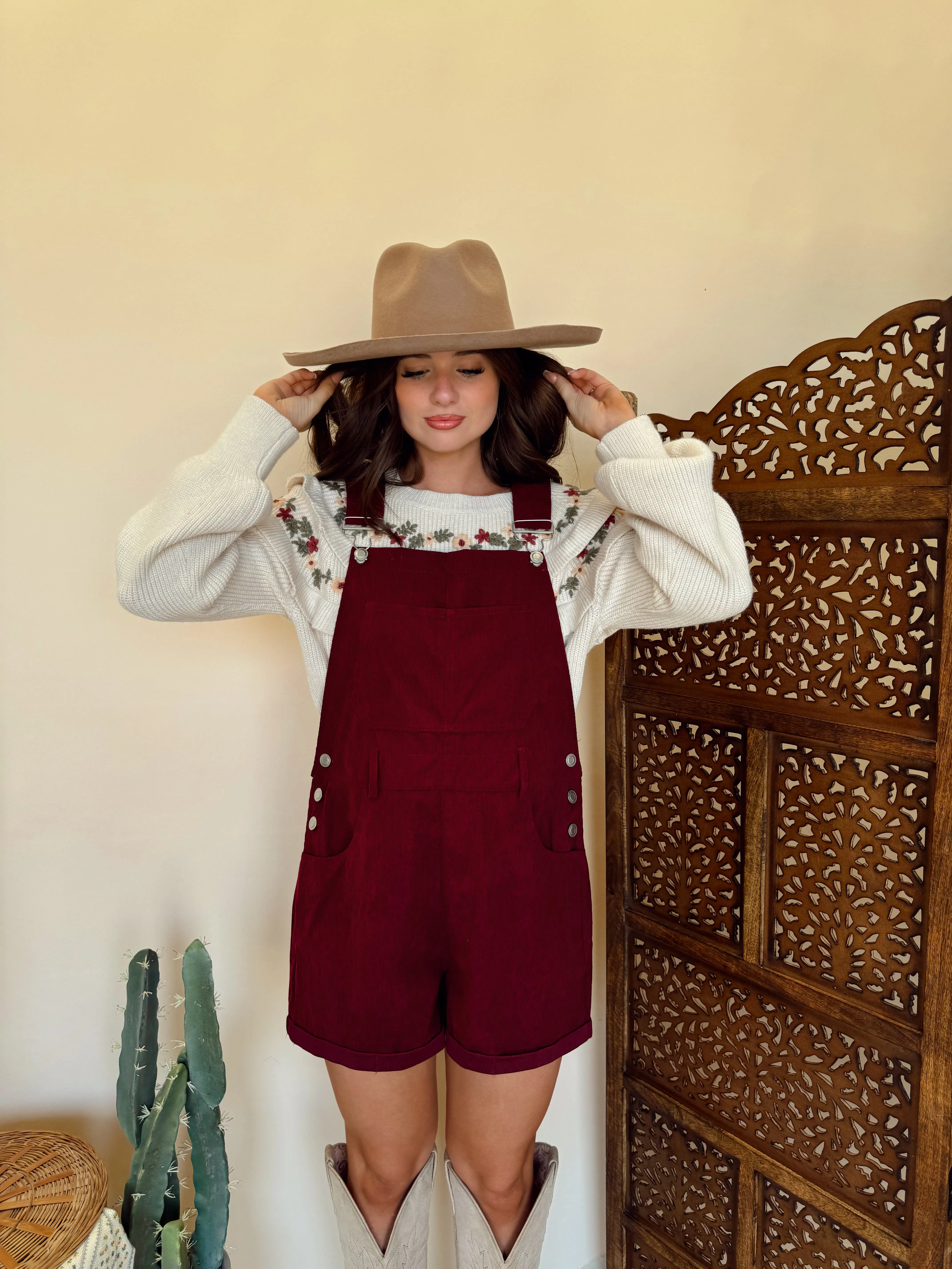Corduroy Cherry Overalls