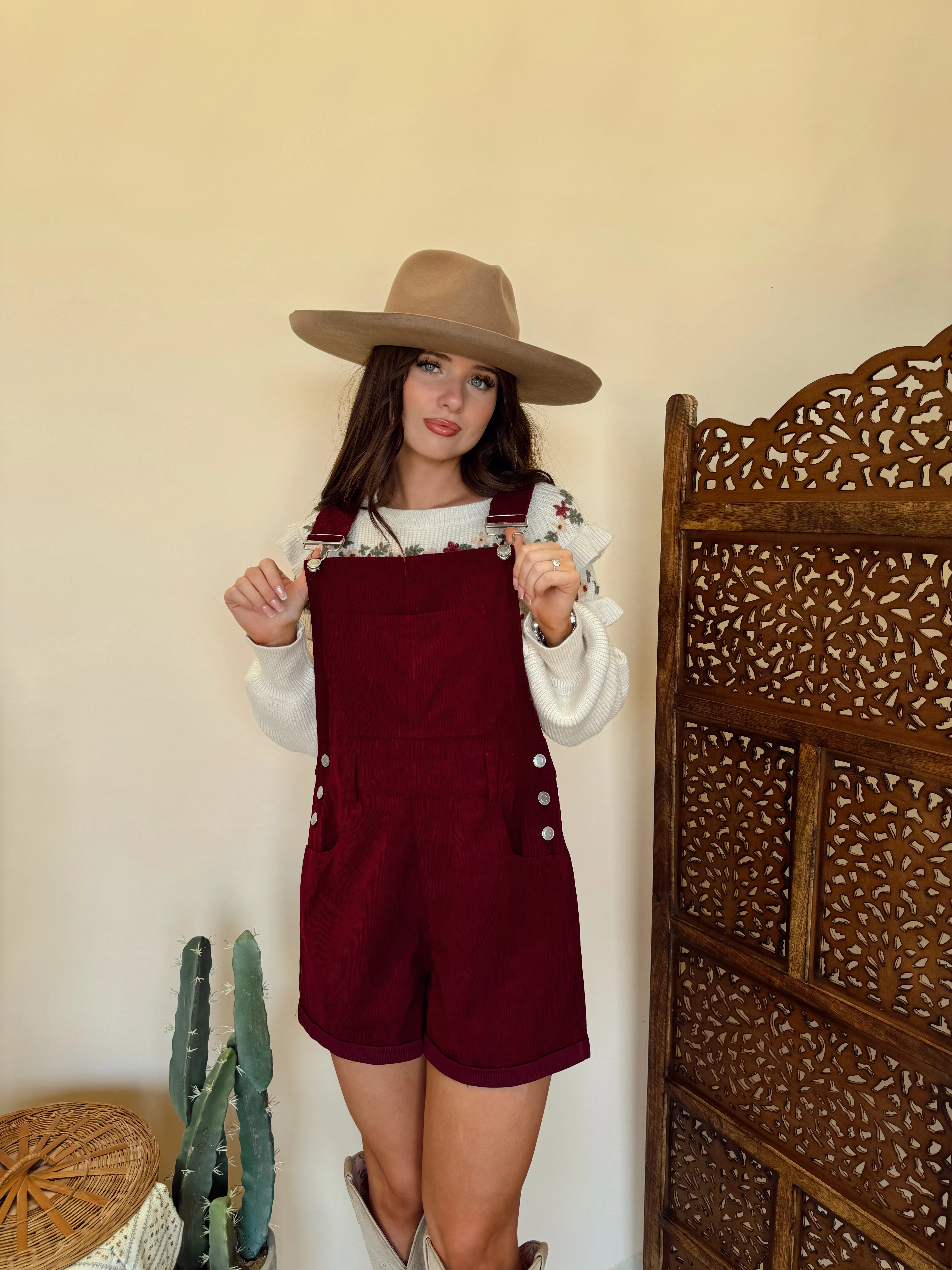Corduroy Cherry Overalls