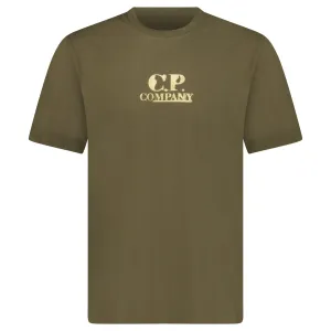 CP COMPANY 30/1 JERSEY GRAPHIC LOGO T-SHIRT KHAKI