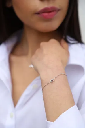 Dainty Initial Bracelet, Letter Cursive Initial Bracelet