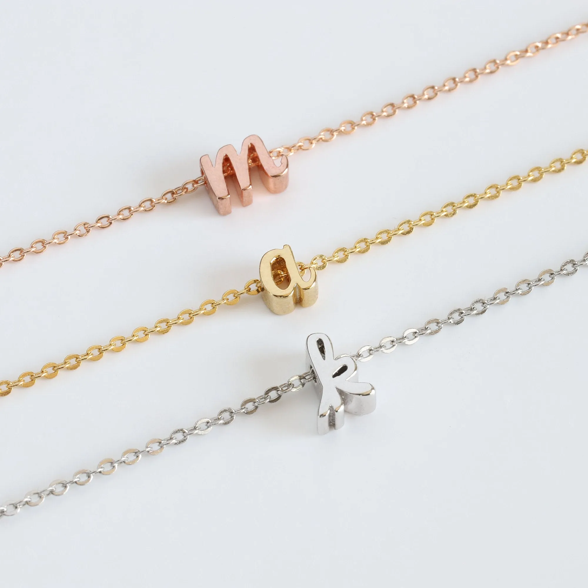 Dainty Initial Bracelet, Letter Cursive Initial Bracelet