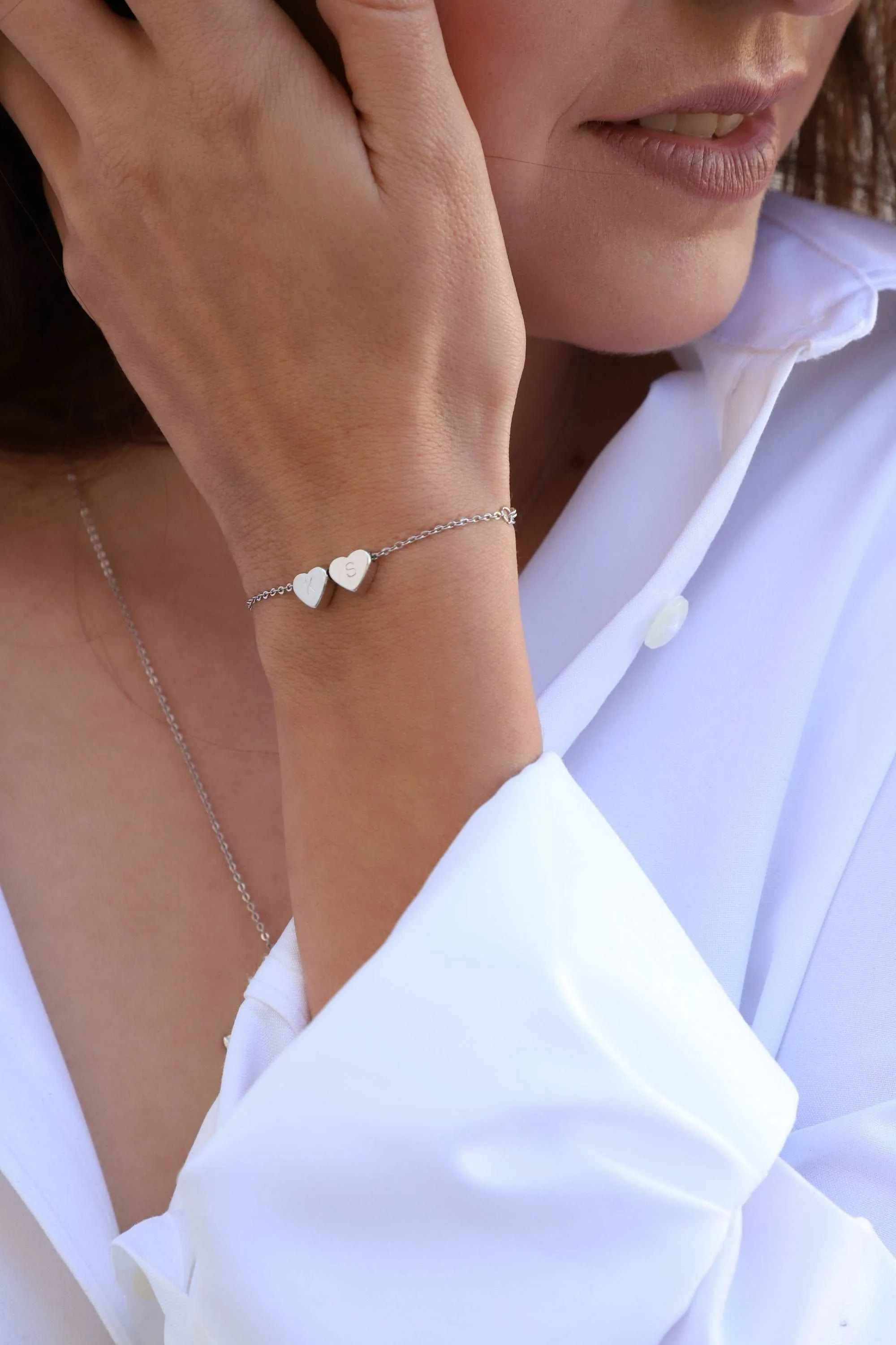 Dainty Initial Heart Bracelet, Friendships Bracelet