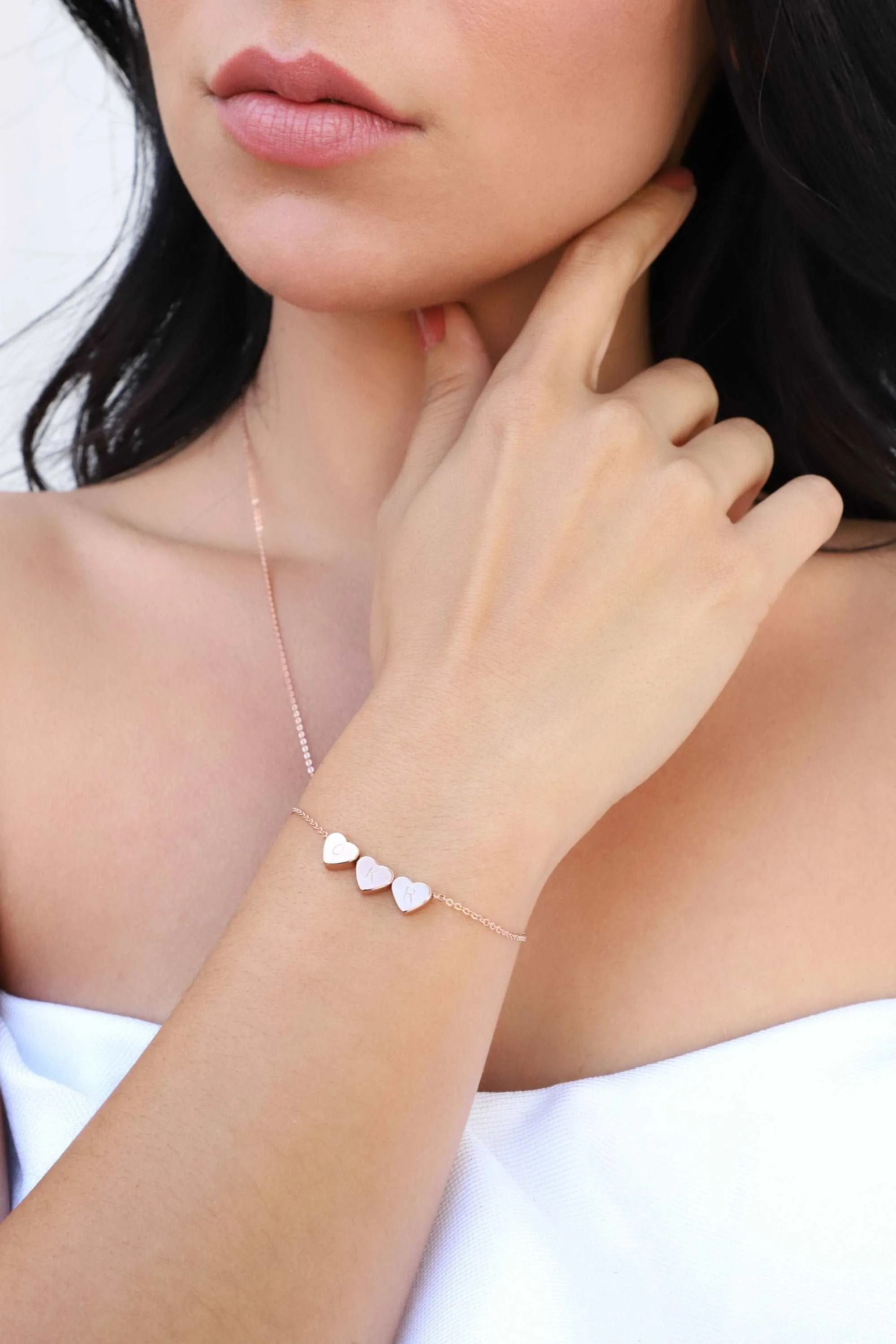 Dainty Initial Heart Bracelet, Friendships Bracelet