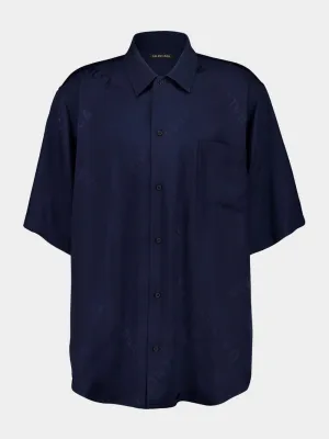 Dark Navy Fluid Jacquard Shirt