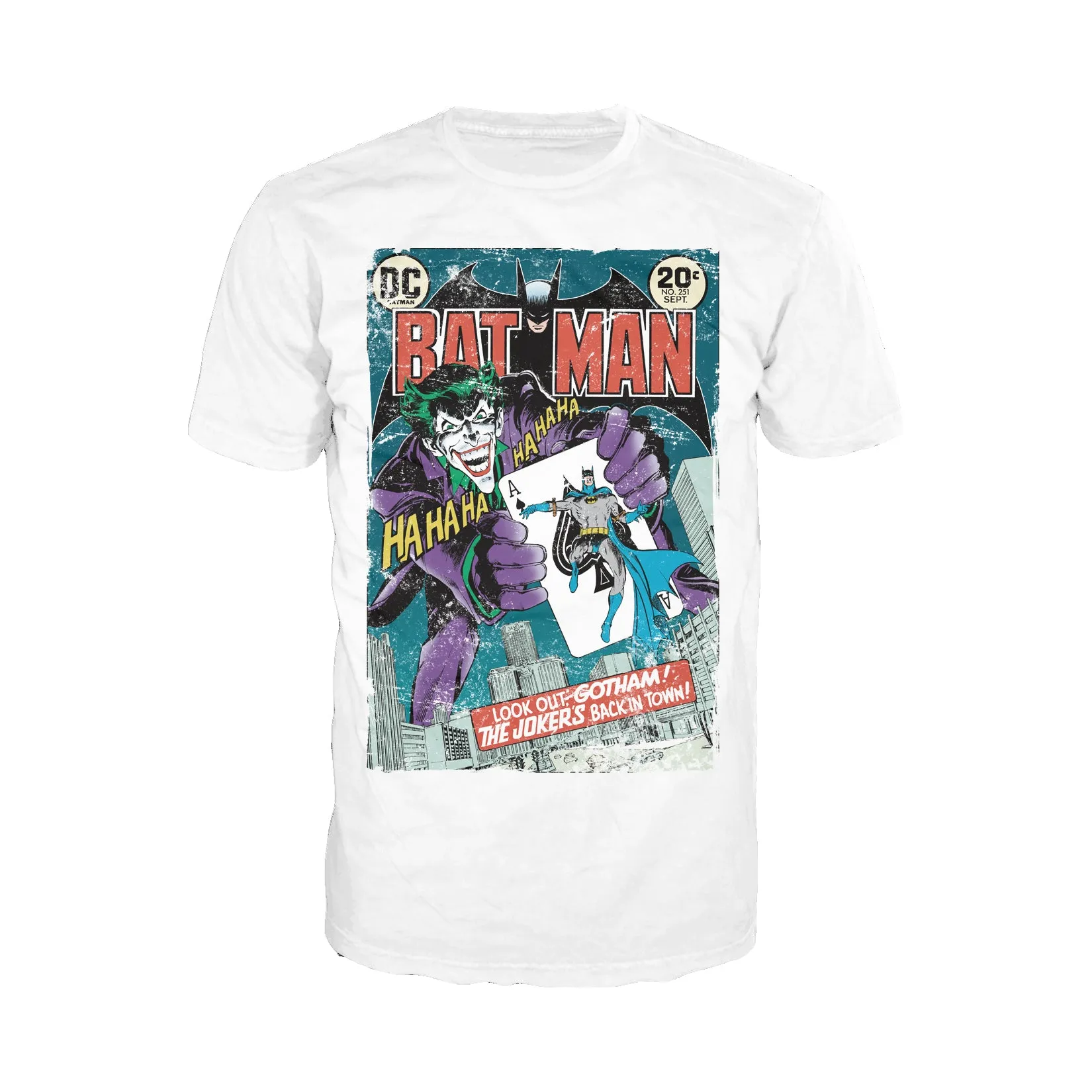 DC Comics Batman Cover 251 Joker Official Men's T-shirt (White)
