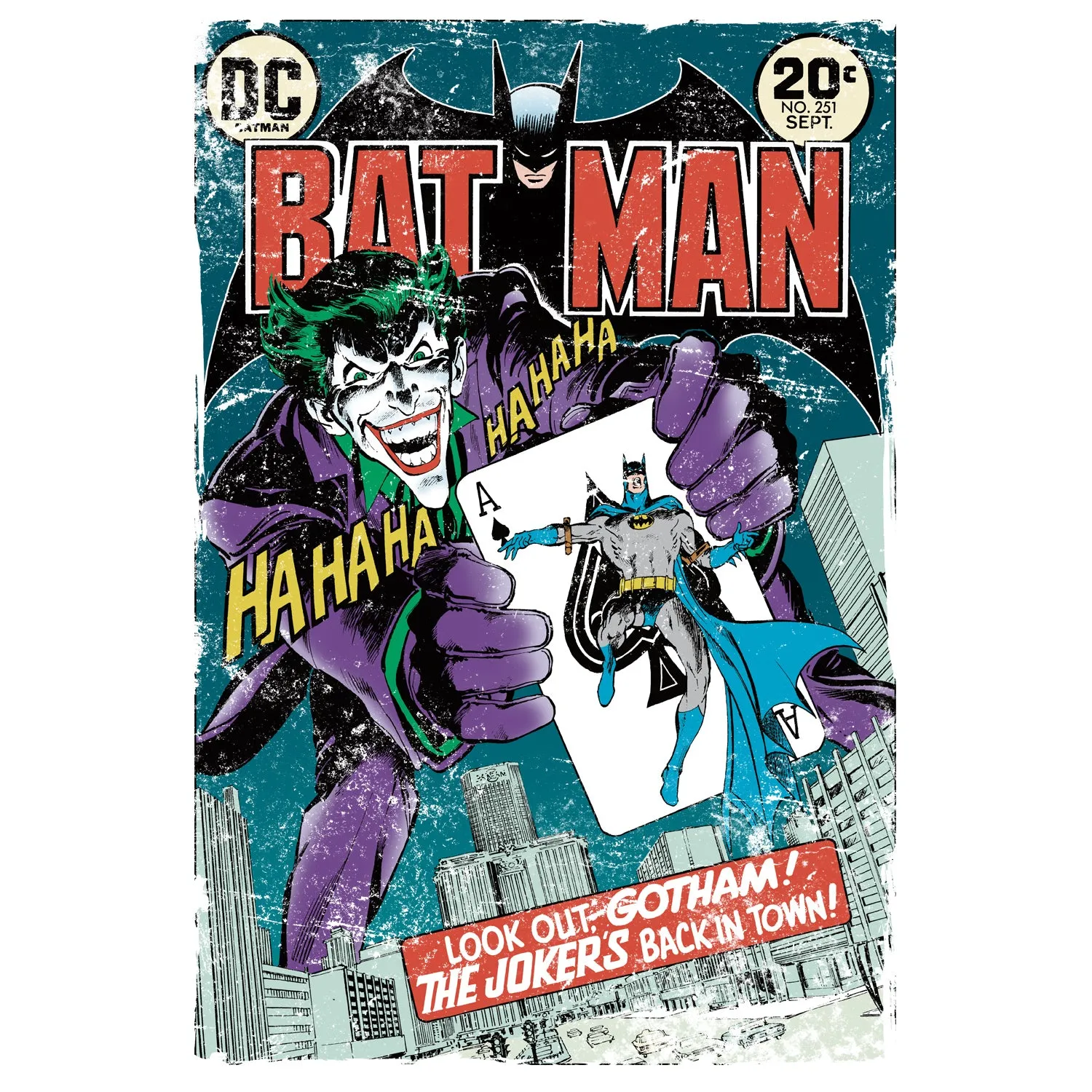 DC Comics Batman Cover 251 Joker Official Men's T-shirt (White)