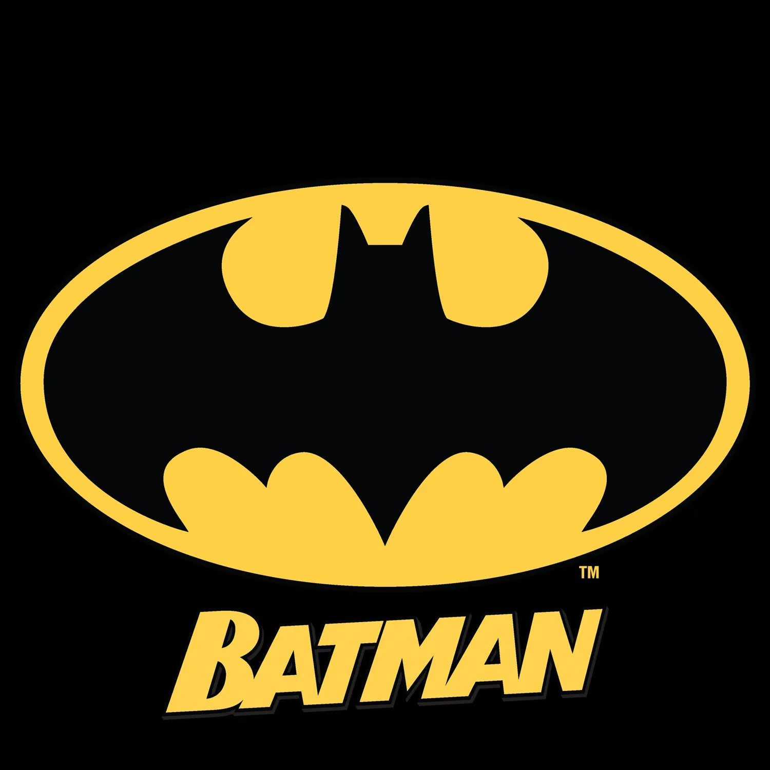 DC Comics Batman Logo Name Official Kid's T-Shirt (Black)