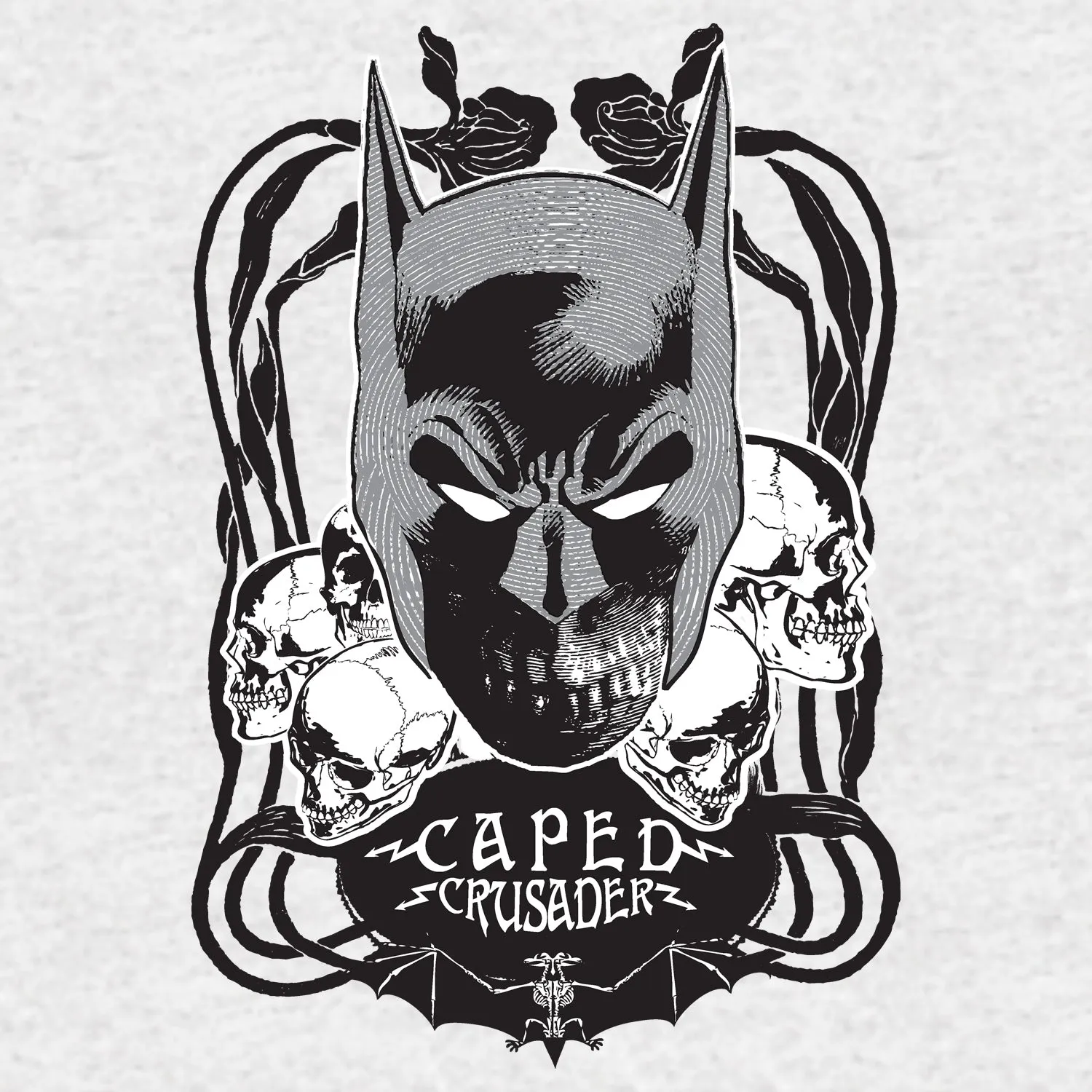 DC Comics Batman Skulls Crusader Official Men's T-shirt (Sports Grey)