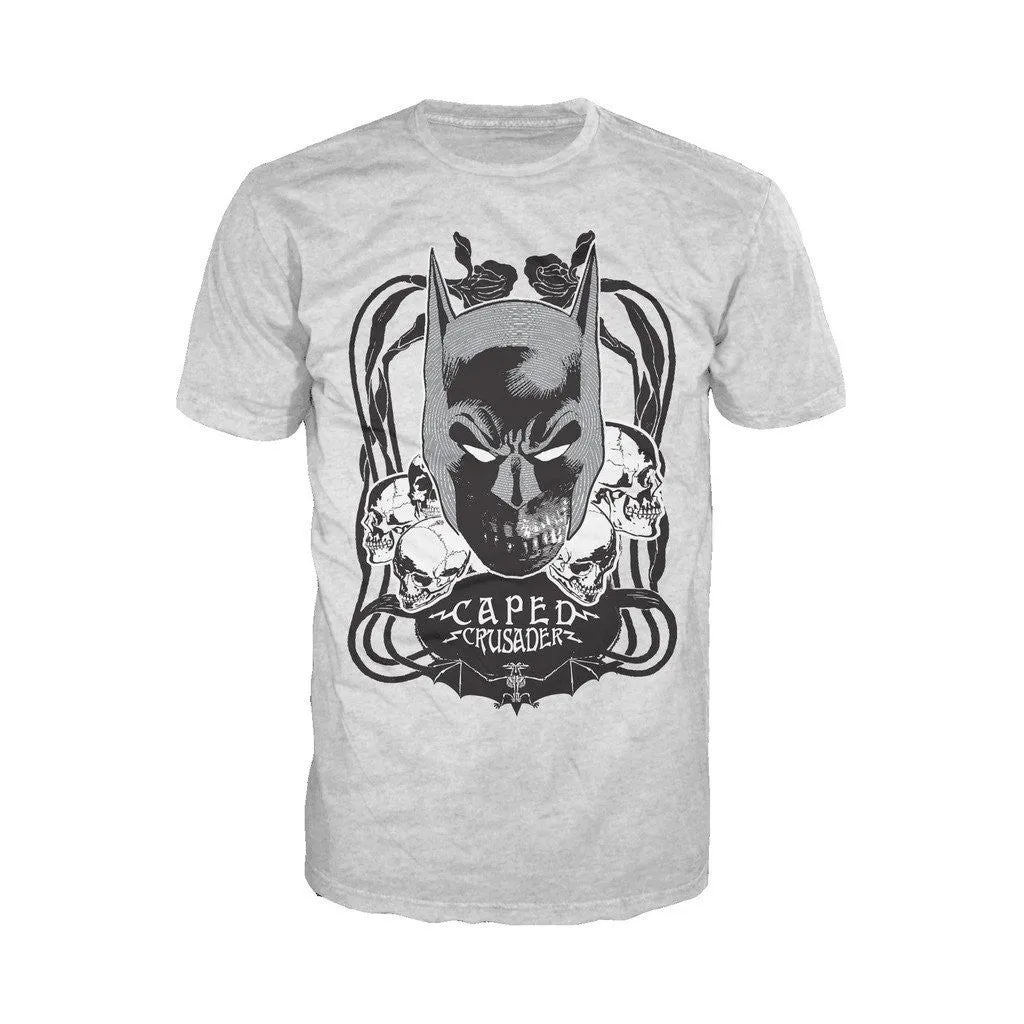 DC Comics Batman Skulls Crusader Official Men's T-shirt (Sports Grey)
