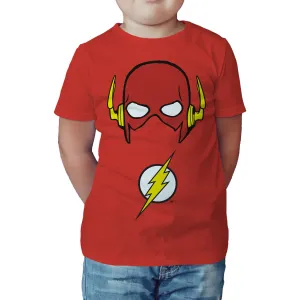 DC Comics Flash Logo Mask Official Kid's T-Shirt (Red)