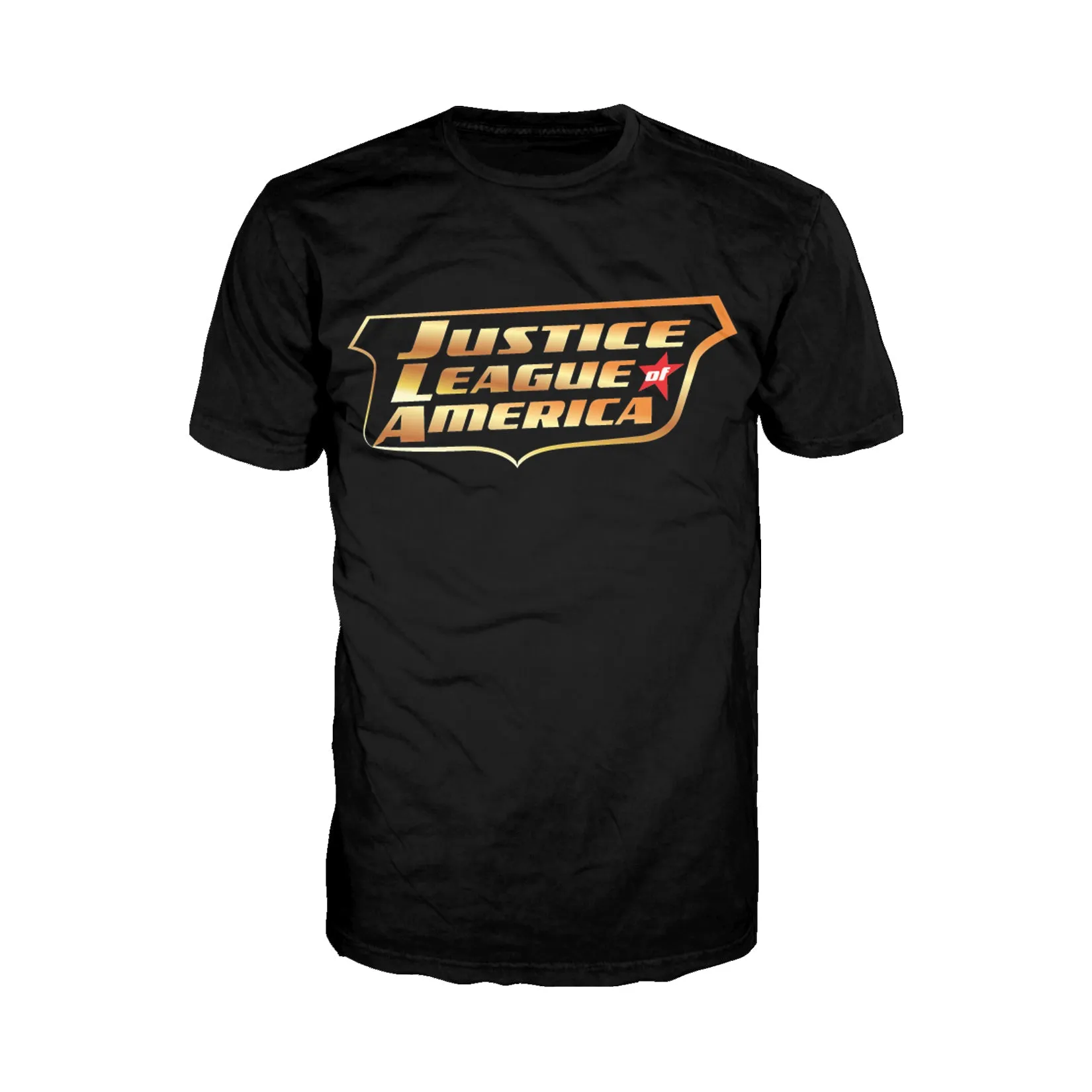 DC Comics Justice League JLA Classic Metallic Logo Official Men's T-shirt (Black)