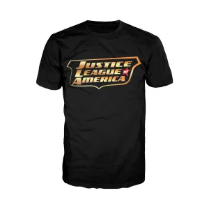 DC Comics Justice League JLA Classic Metallic Logo Official Men's T-shirt (Black)