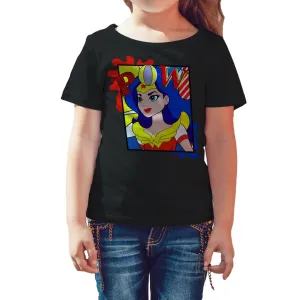 DC Super Hero Girls Wonder Woman Pop Pow Official Kid's T-Shirt (Black)