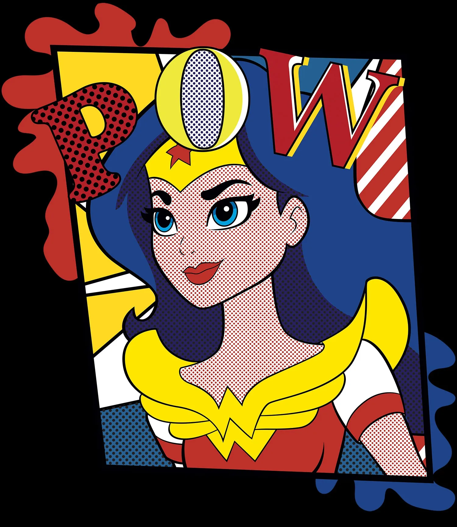 DC Super Hero Girls Wonder Woman Pop Pow Official Kid's T-Shirt (Black)