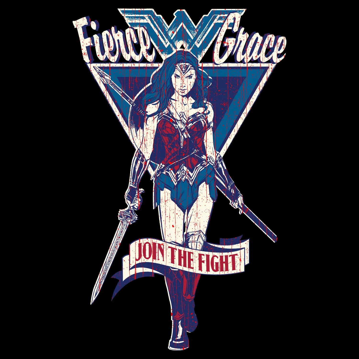 DC Wonder Woman Triangle Fierce Official Men's T-shirt (Black)
