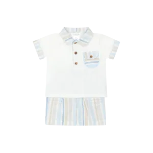 Deolinda Striped Shorts & Polo Shirt Set