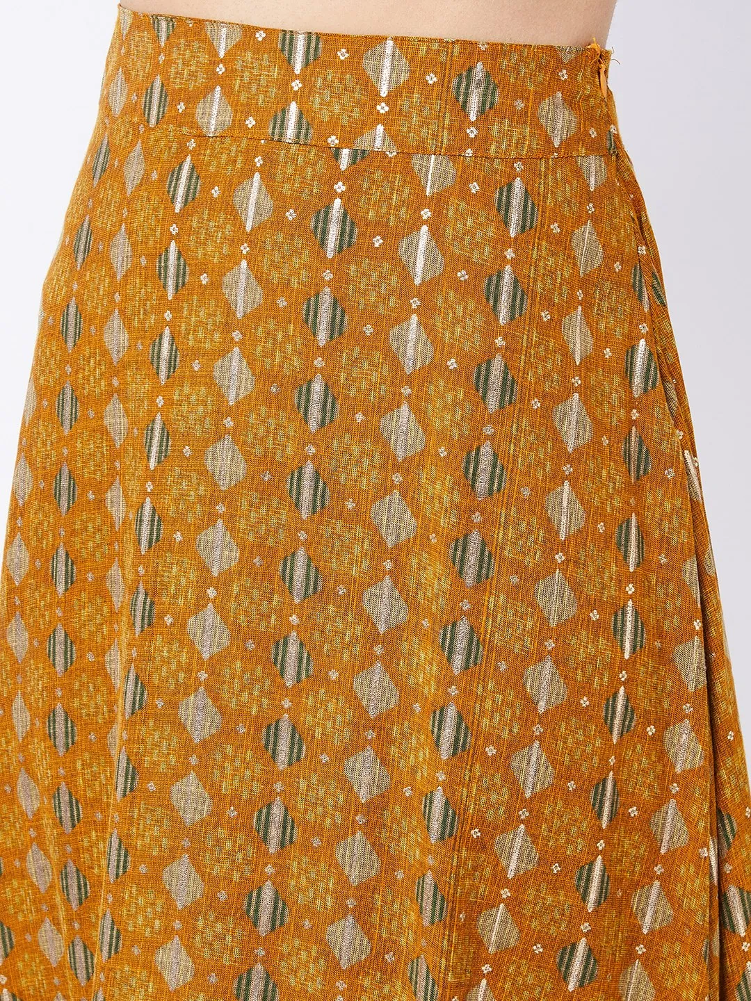 Dijon Yellow Side Slit Long Skirt