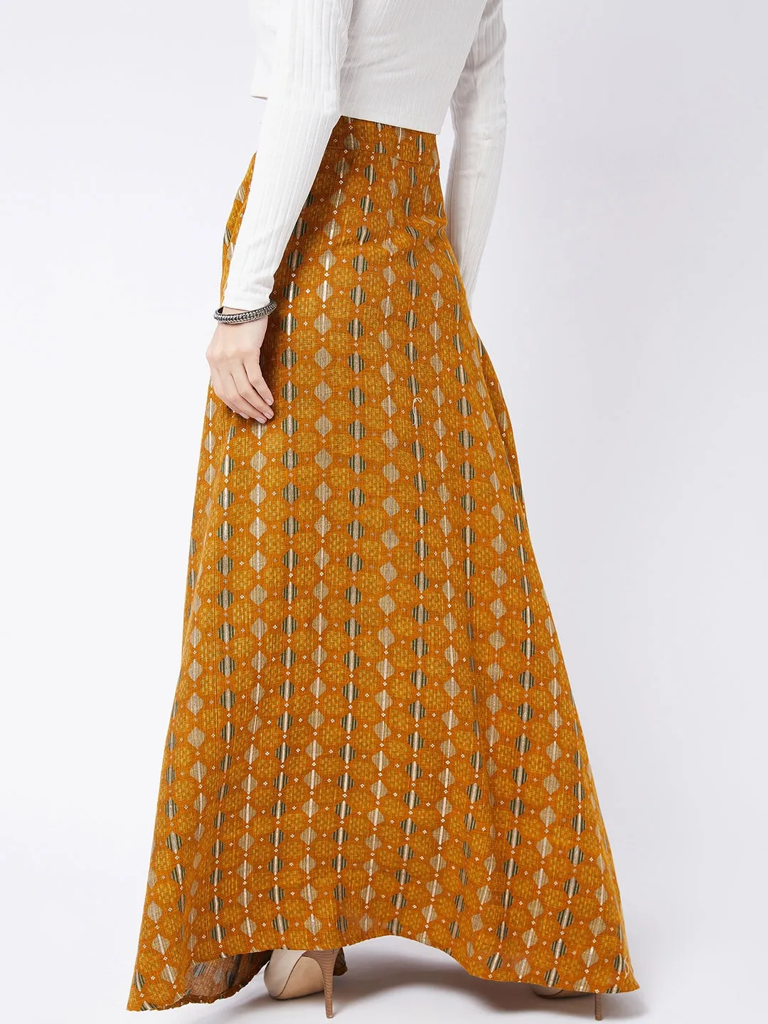 Dijon Yellow Side Slit Long Skirt