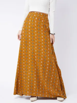 Dijon Yellow Side Slit Long Skirt