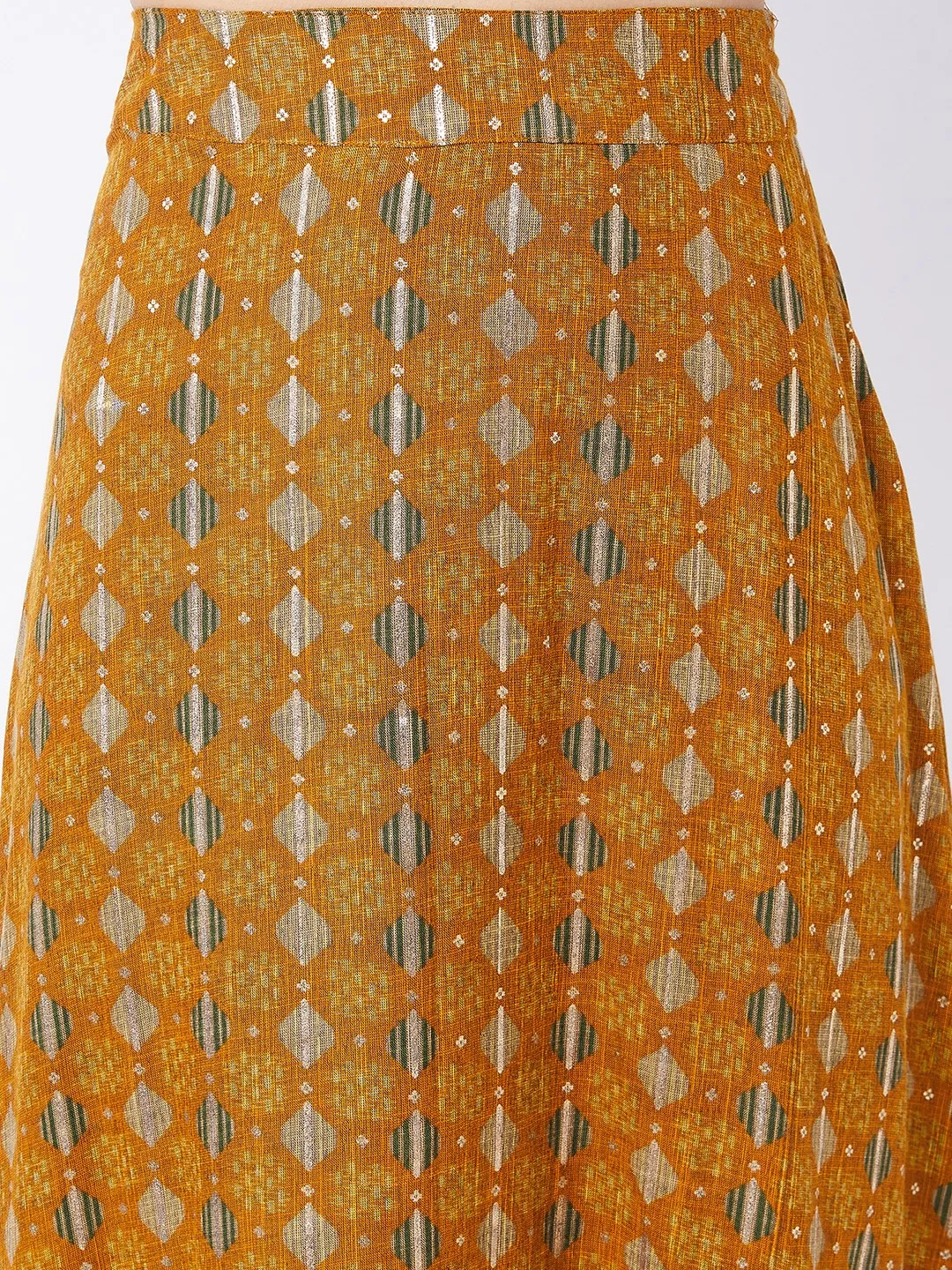 Dijon Yellow Side Slit Long Skirt