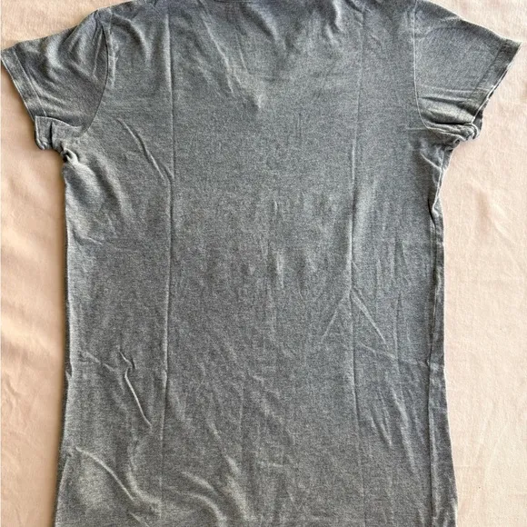 Dolce &amp; Gabbana Gray V-Neck T-Shirt with Rhinestone Design, Authentic