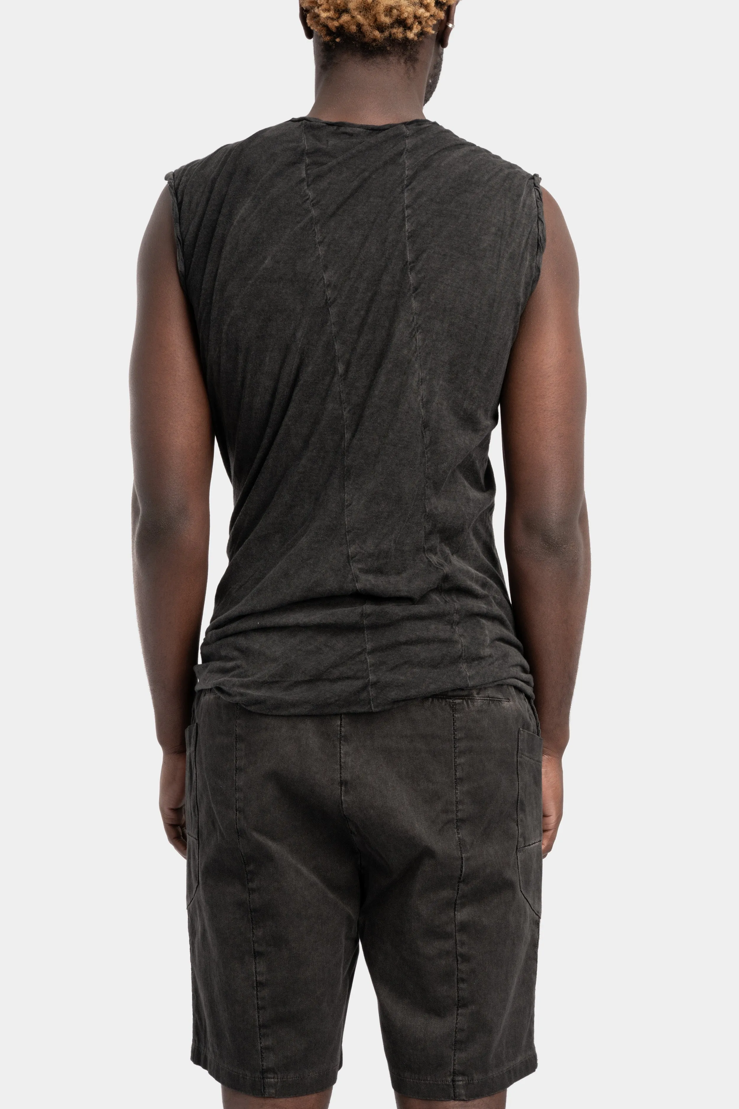 Double layered cotton sleeve less top, Antra wash