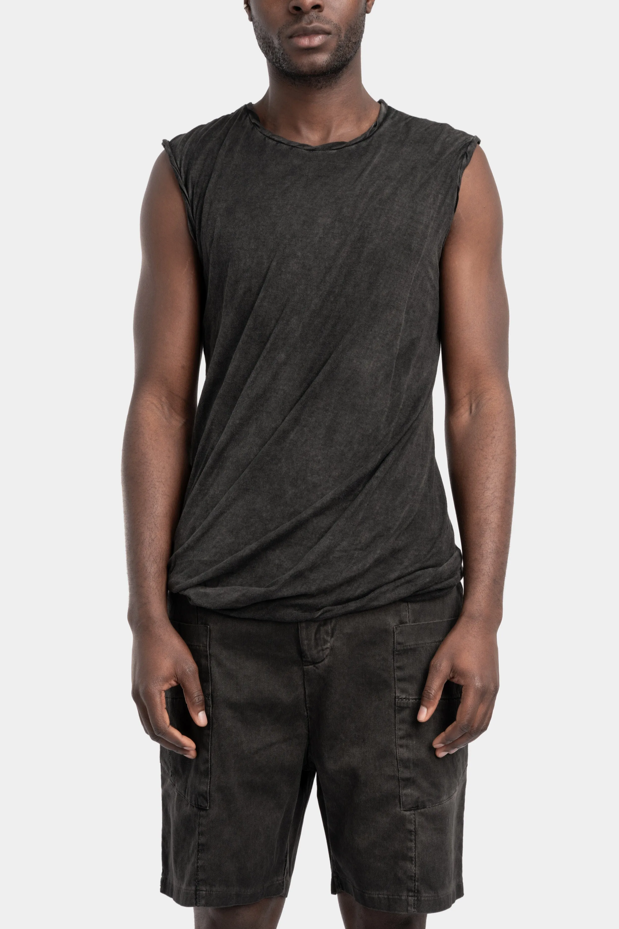 Double layered cotton sleeve less top, Antra wash