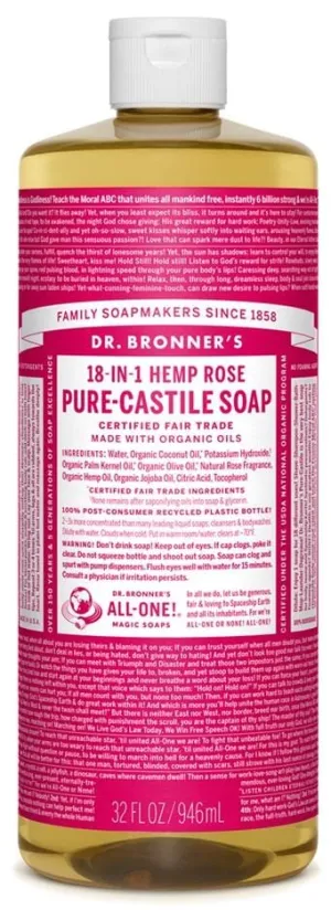 Dr. Bronner's 18-in-1 Pure-Castile Soap - Hemp Rose