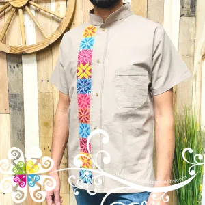 Earth Star Stripe Shirt - Embroider Men Shirt