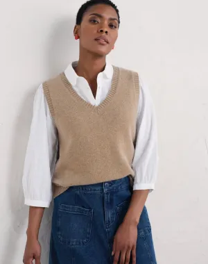 EAST VIEW VEST V-NECK - DARK WHEAT