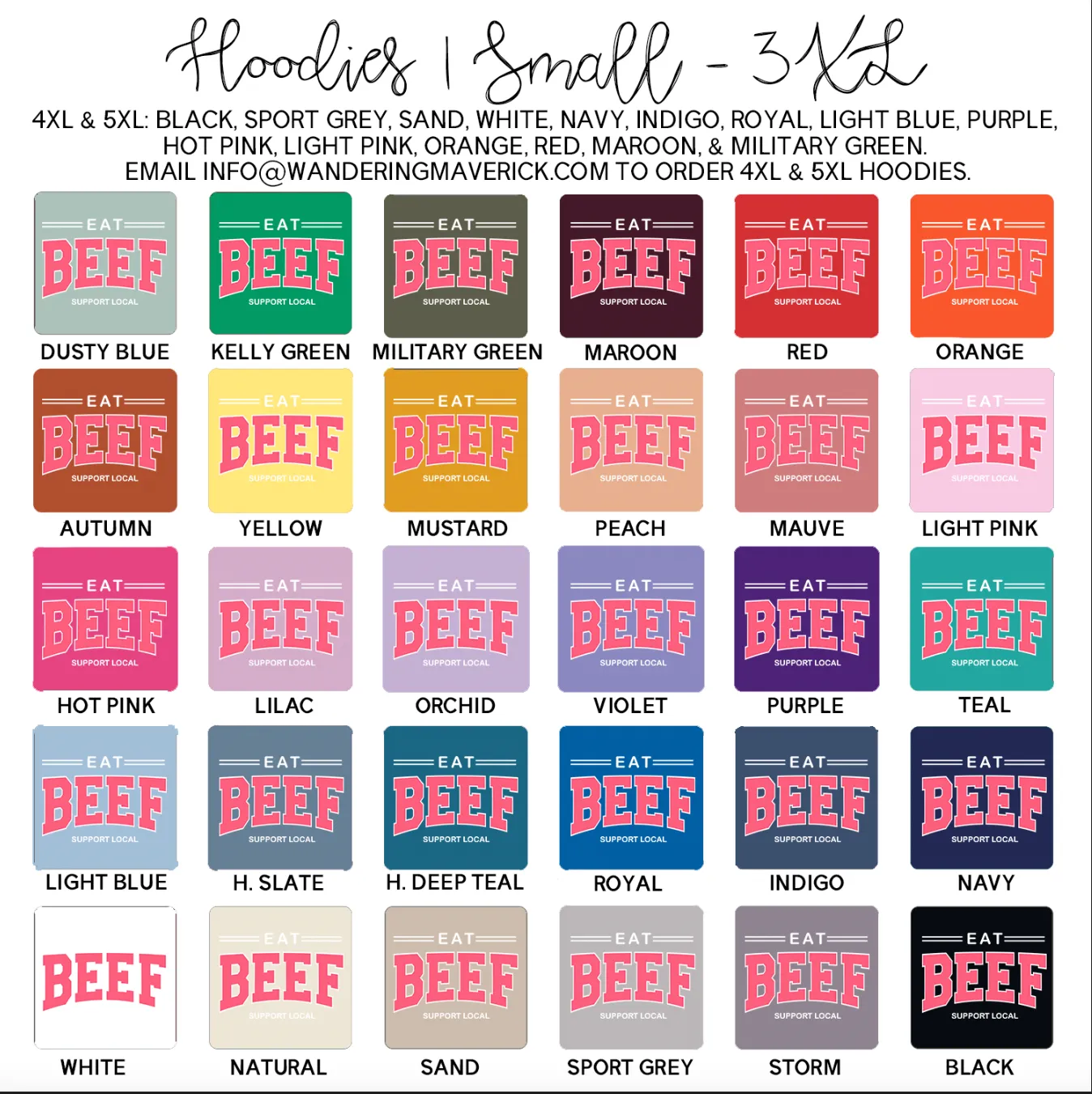 Eat Beef Support Local PINK Hoodie (S-3XL) Unisex - Multiple Colors!