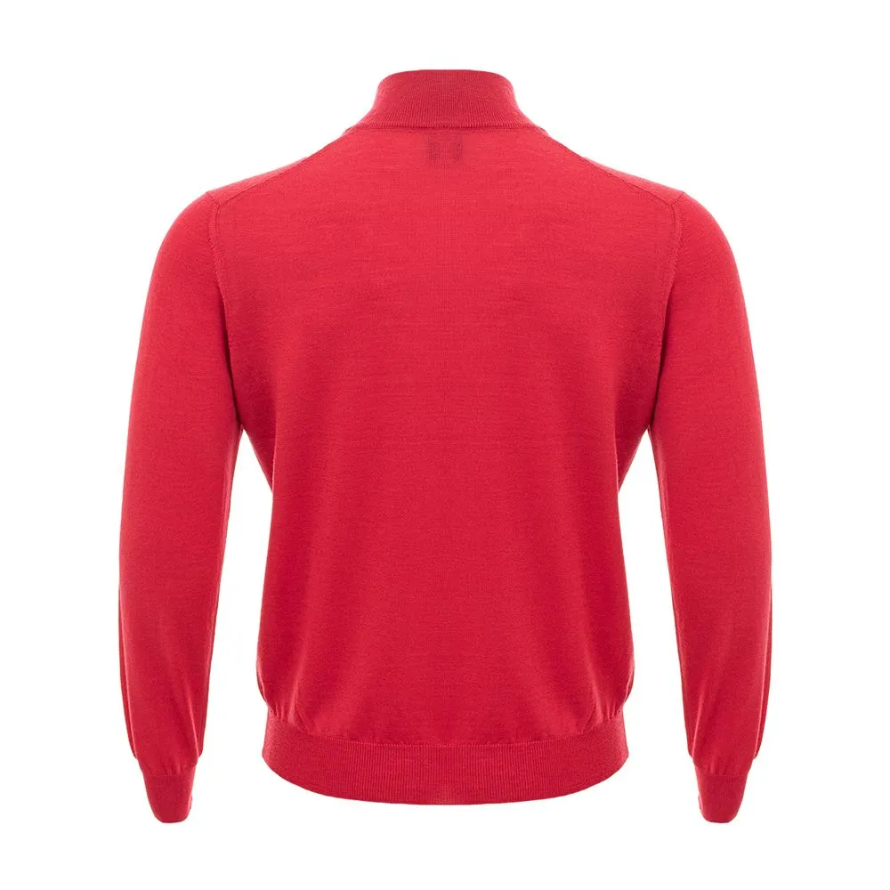 Elegant Crimson Wool T-Shirt for Men