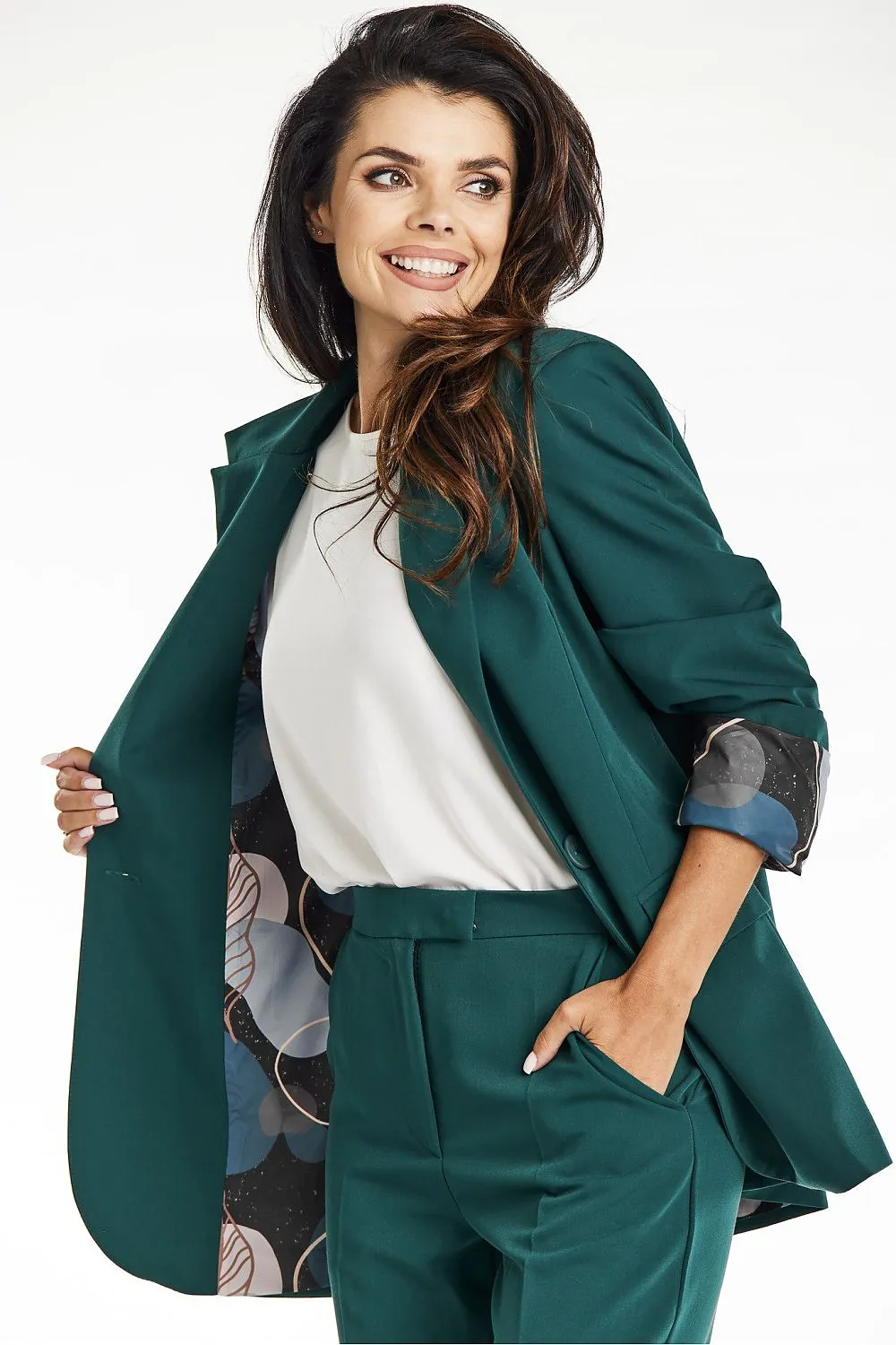 Elegant Oversized Blazer with Logo Button