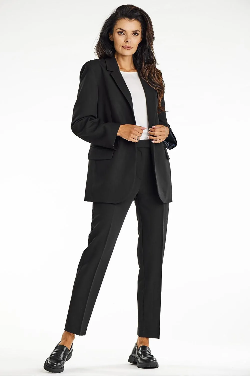 Elegant Oversized Blazer with Logo Button