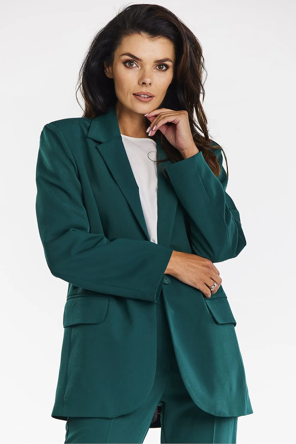 Elegant Oversized Blazer with Logo Button