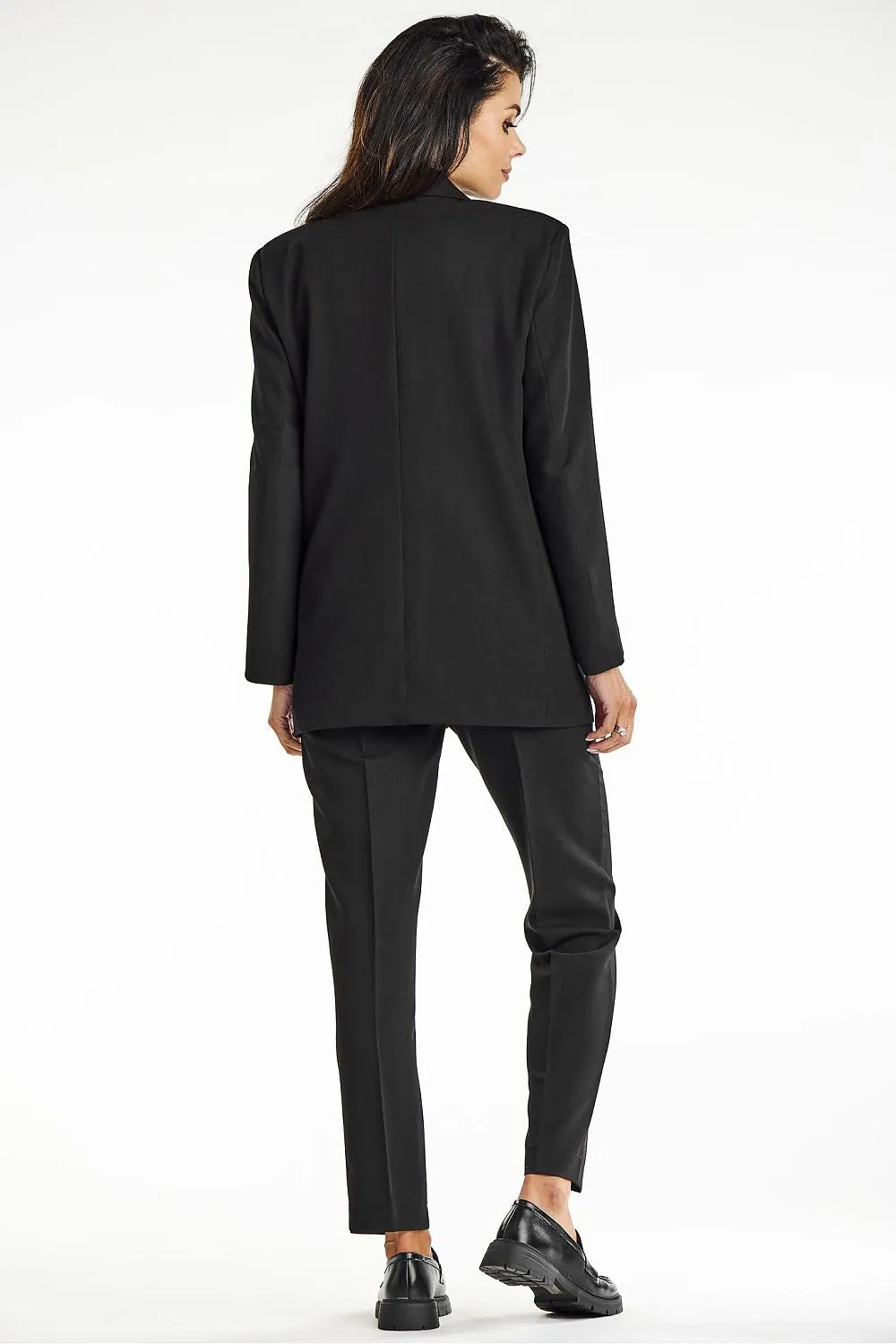 Elegant Oversized Blazer with Logo Button