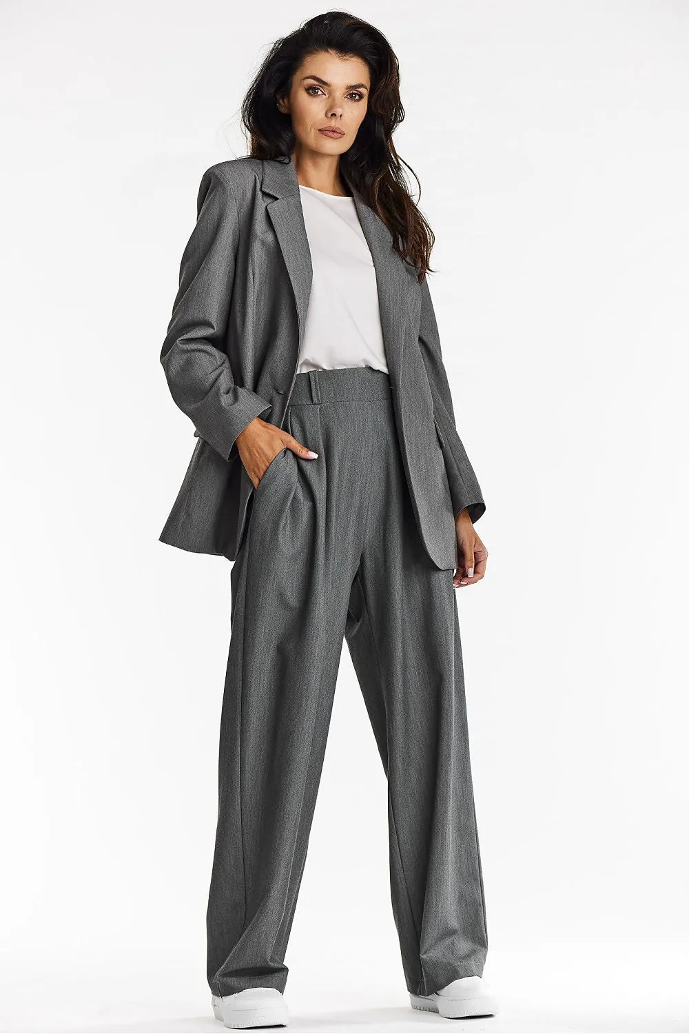 Elegant Oversized Blazer with Logo Button