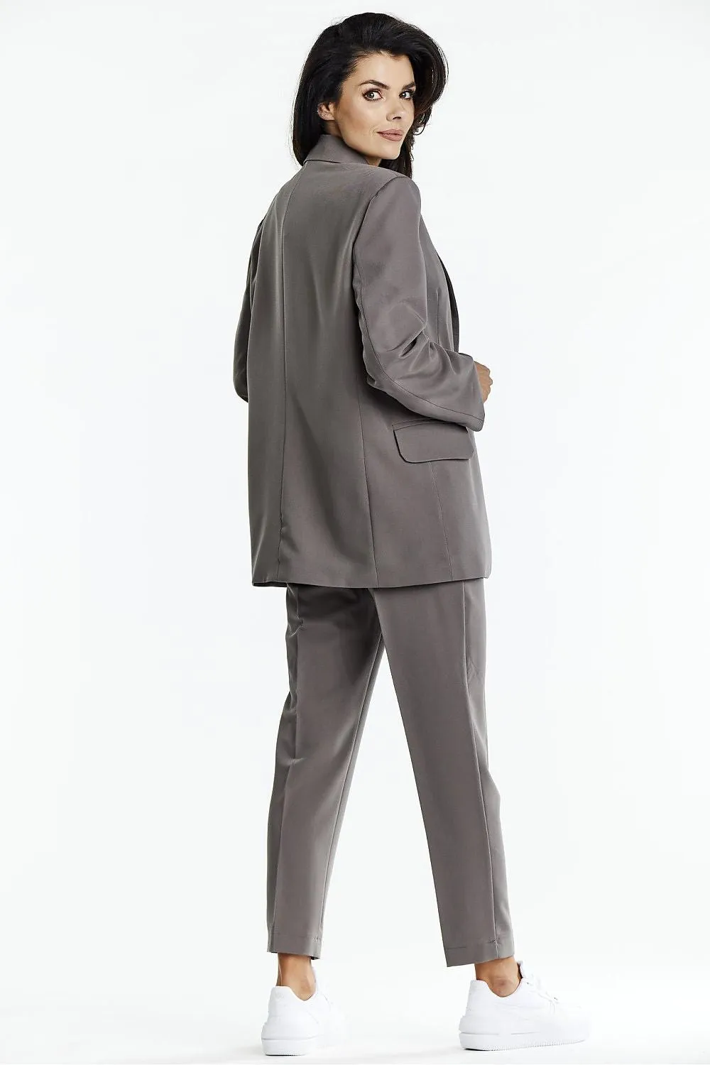 Elegant Oversized Blazer with Logo Button