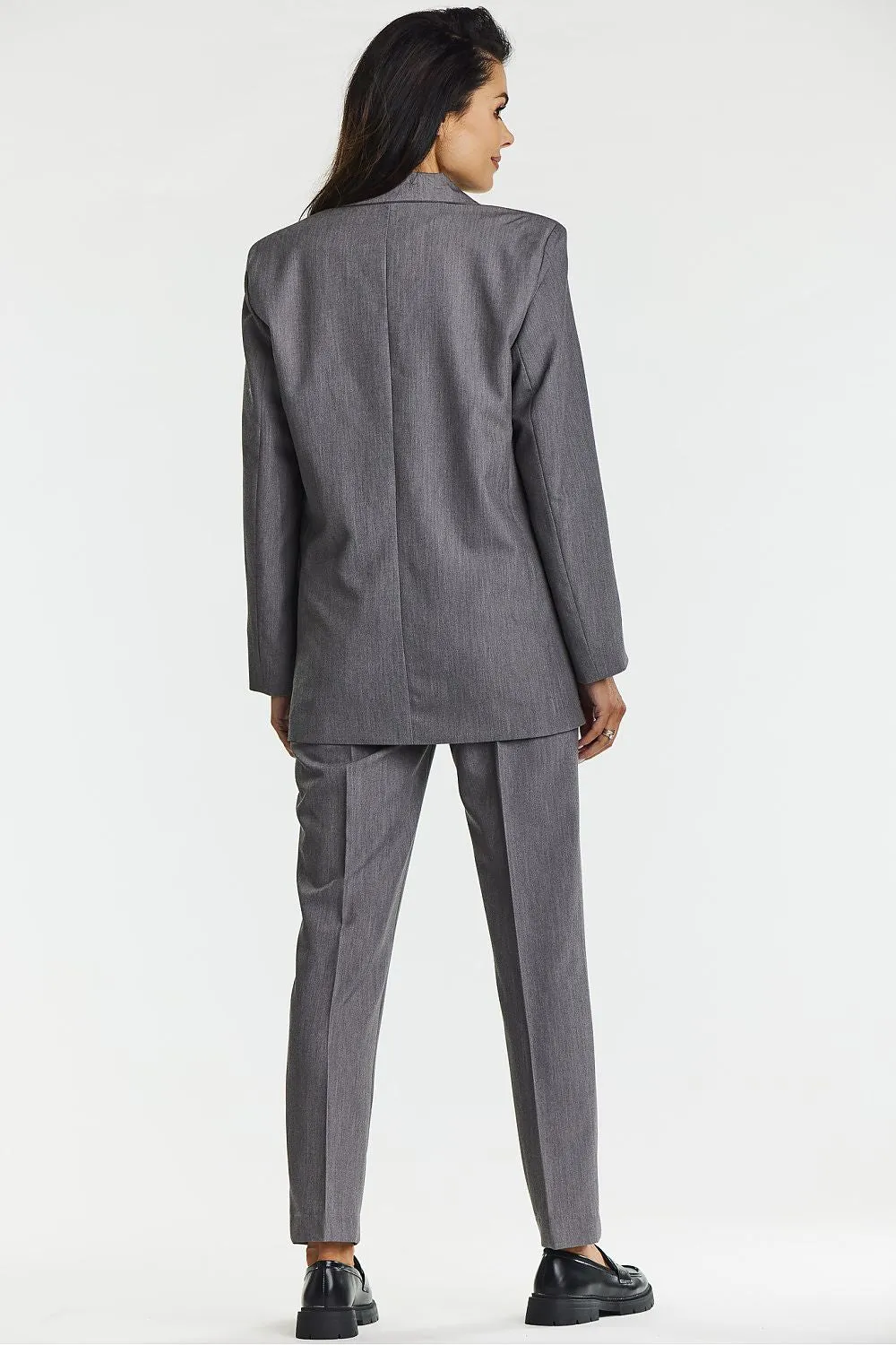 Elegant Oversized Blazer with Logo Button