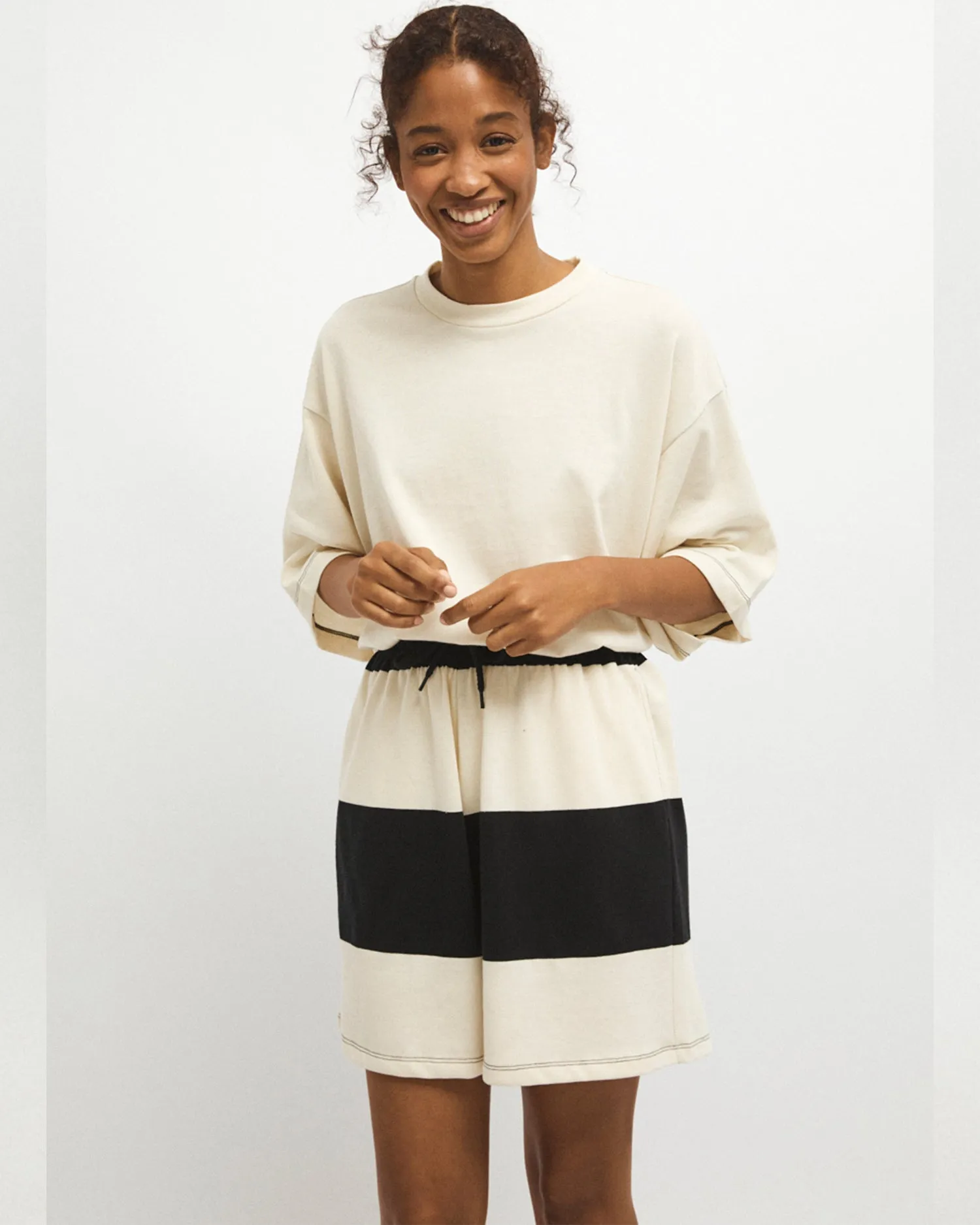 Emilia Striped jersey shorts