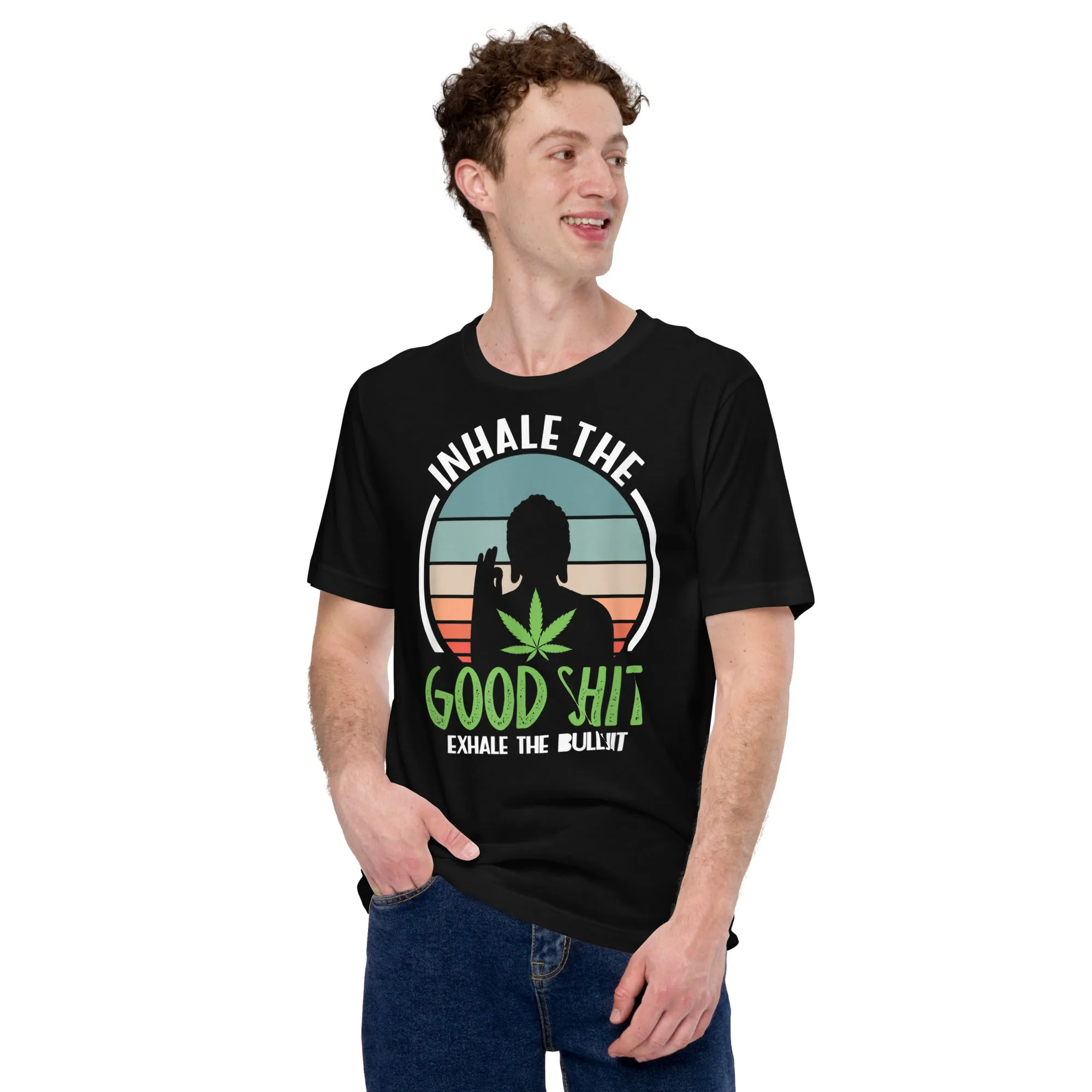 Exhale-the-bullshit-buddha-cannabis-Unisex t-shirt