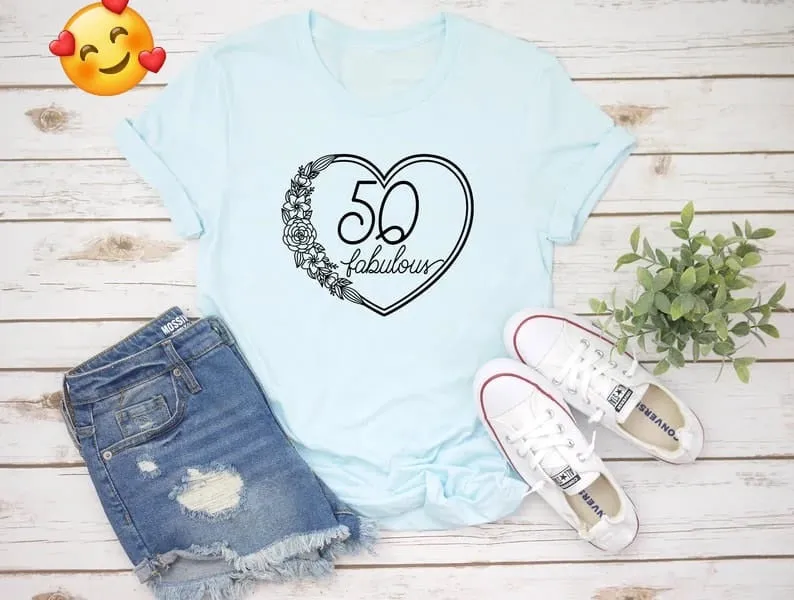 Fabulous 50 Birthday Shirt | 50th Birthday Party T-Shirt Cotton