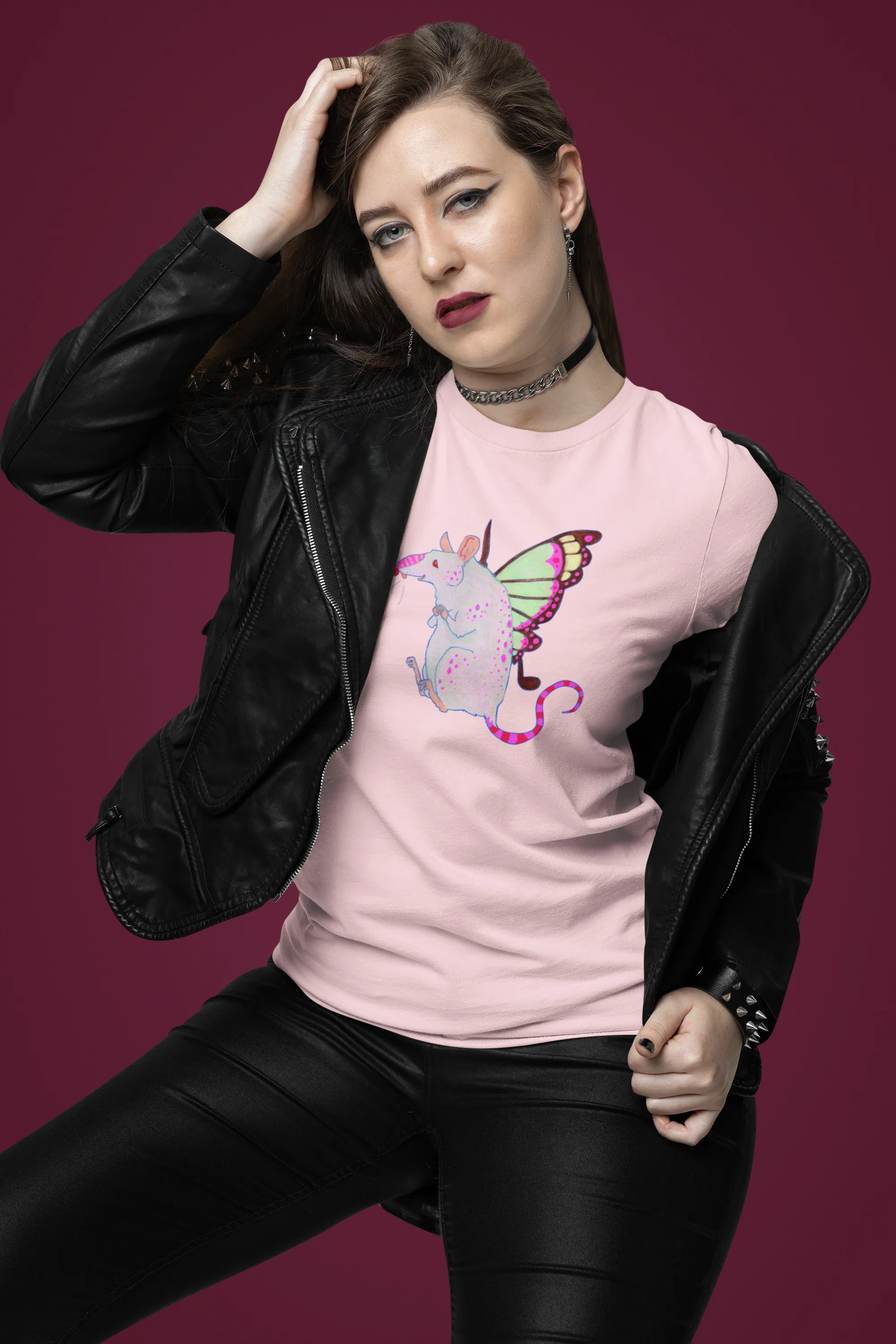 Fairy Rat Unisex Jersey Short Sleeve Tee - Designed by Sadie Rothenberg (Pink)
