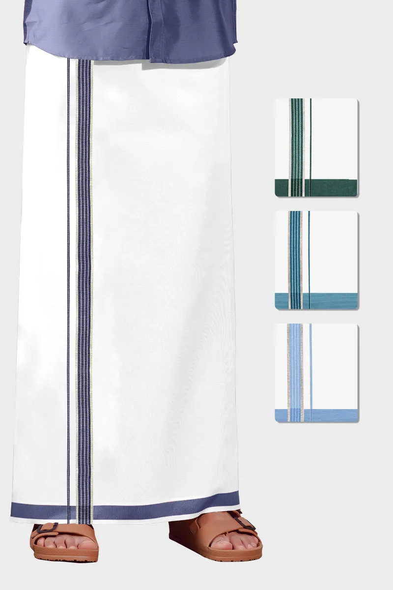 Felix Yadav - Dark Gray Smooth Cotton Double Layered Dhoti With Fancy Borders | Uathayam