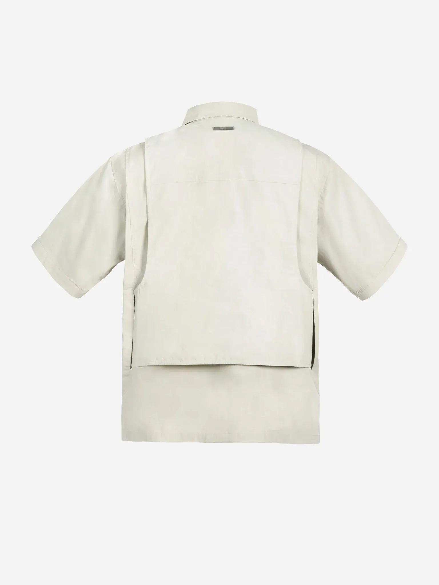 FIBER GREY INTERVEIN LAYERED SHORT-SLEEVE SHIRT