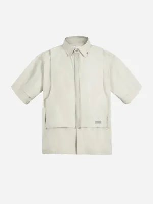 FIBER GREY INTERVEIN LAYERED SHORT-SLEEVE SHIRT
